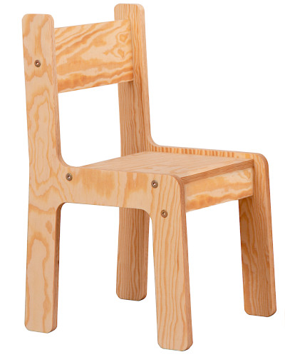 Drewniane krzesełko dla dzieci wykonane ze sklejki sosnowej w kolorze naturalnego drewna